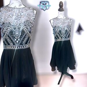 Dancing Queen 9523 Jewel Crusted Illusion A-Line Homecoming Dress
